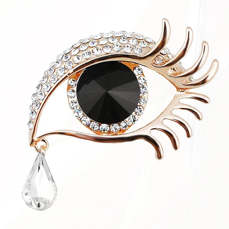 4-color Eyes Office Causal Pin Brooch Gifts Waterdrop Crystal Eyes  Pines For Women Rhinestone Enamel