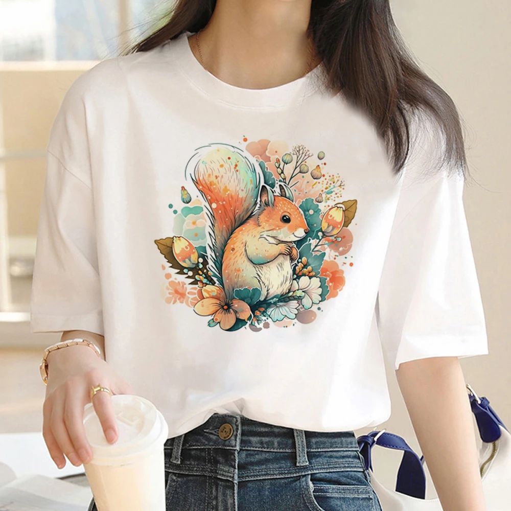 Camiseta de ardilla para mujer, camiseta harajuku Y2K, ropa de anime para mujer