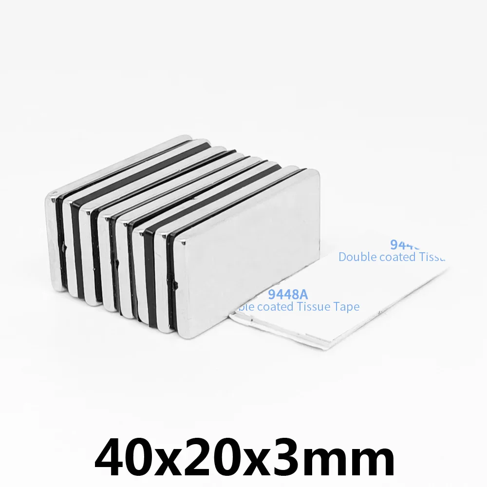 40x20x3mm Block Search Magnet With 3M Self - Adhesive 40*20*3 Quadrate  Strong Neodymium Magnet 40x20x3