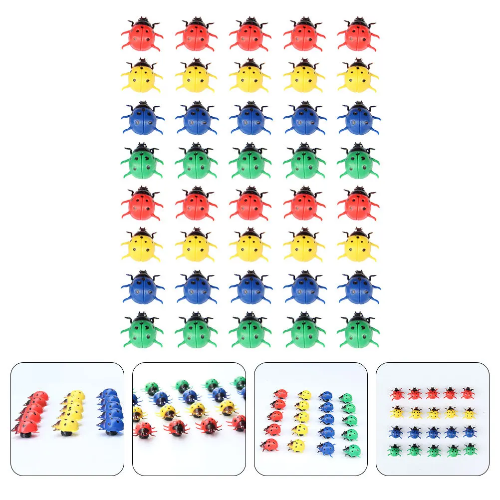 

50Pcs Imitation Ladybug Refrigerator Decorations Resin Educational Ornaments Random Colors Creative Kids Gift Imitation Model