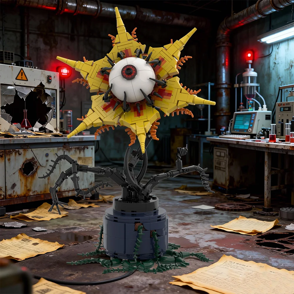 

MOC Gothic Evil Eye Flower Building Blocks Terrifying Side-Eyed Monster Yellow Flower DIY Design Brick Toy for Adults