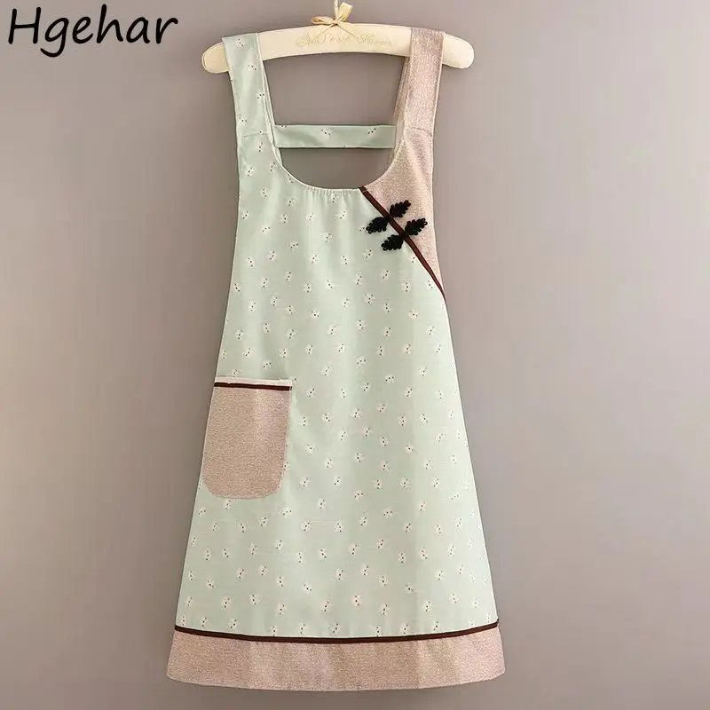 Chinese Style Aprons Women Dirt Resistant Antifouling Kitchen Cooking Apron Breathable Oil-proof Household Cleaning Pinafore New