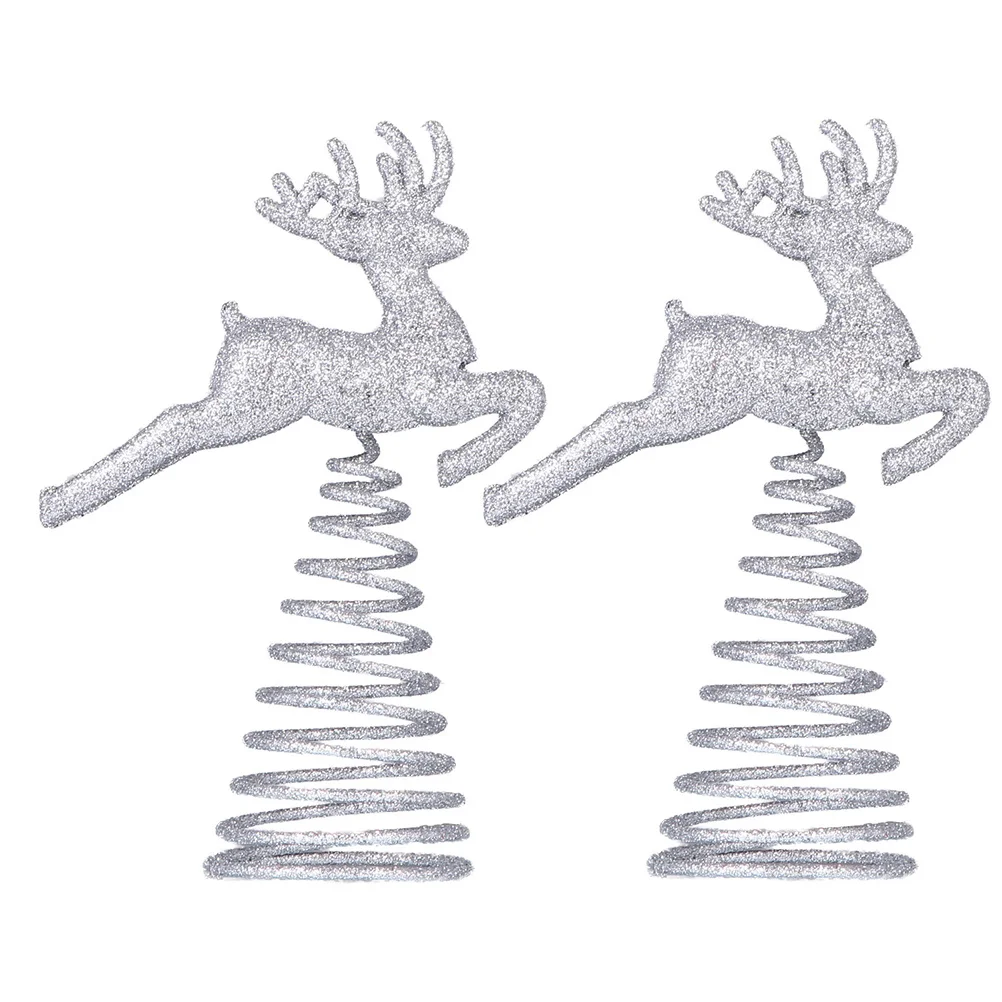 

2Pcs Creative Deer Christmas Tree Topper Wrought Iron Xmas Ornament Chic Design Xmas Tree Toppers Decor Christmas Decorations