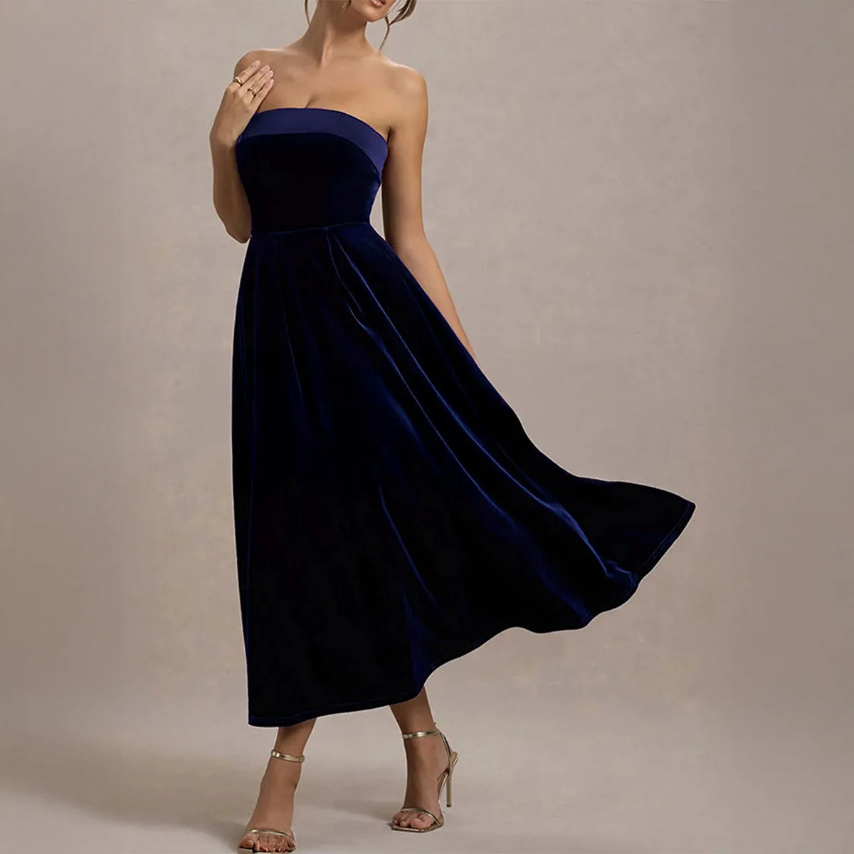 2025 Women Dress Elegant Fashion Beautiful Women's Dresses Party Night Dress Elegant Strapless Solid Color Long Dress for Women