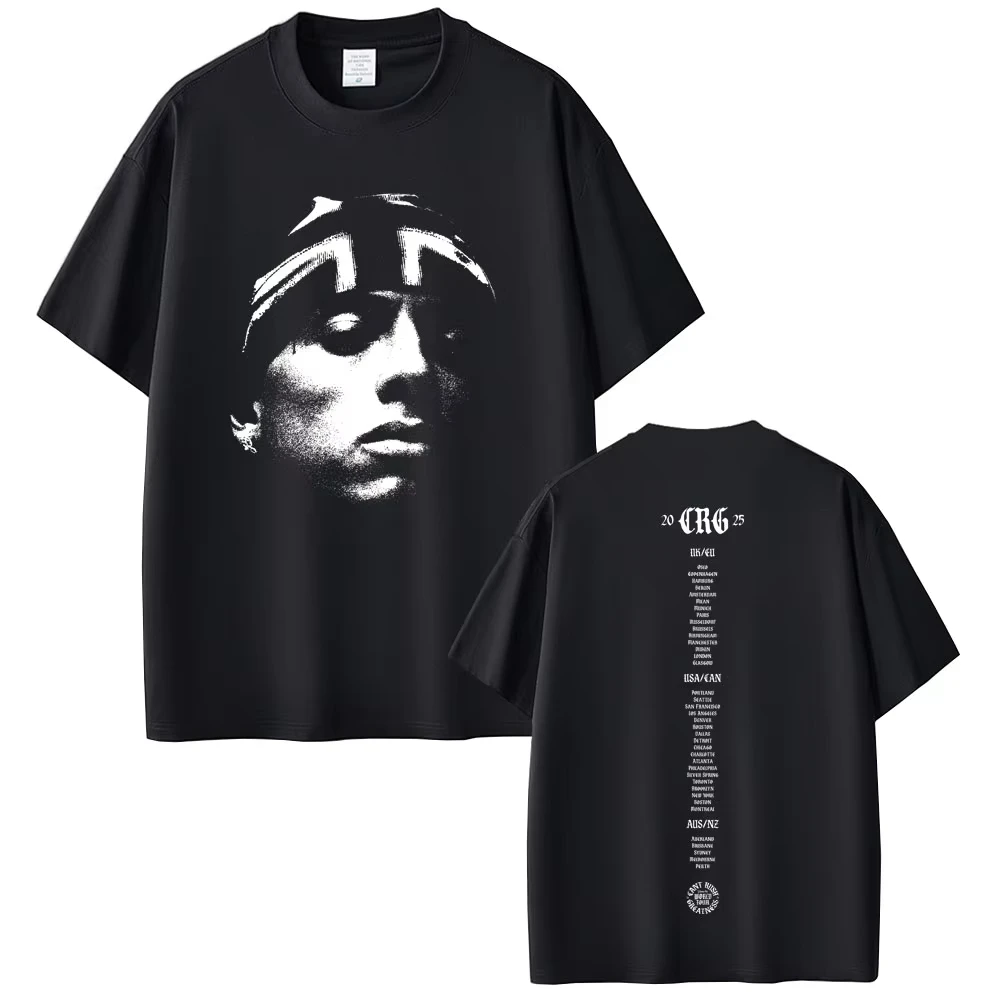 

Футболка Can't Believe 2025 GREATESS World Tour, футболка с рисунком Rapper Central Cee Face, мужская и женская модная футболка в стиле хип-хоп