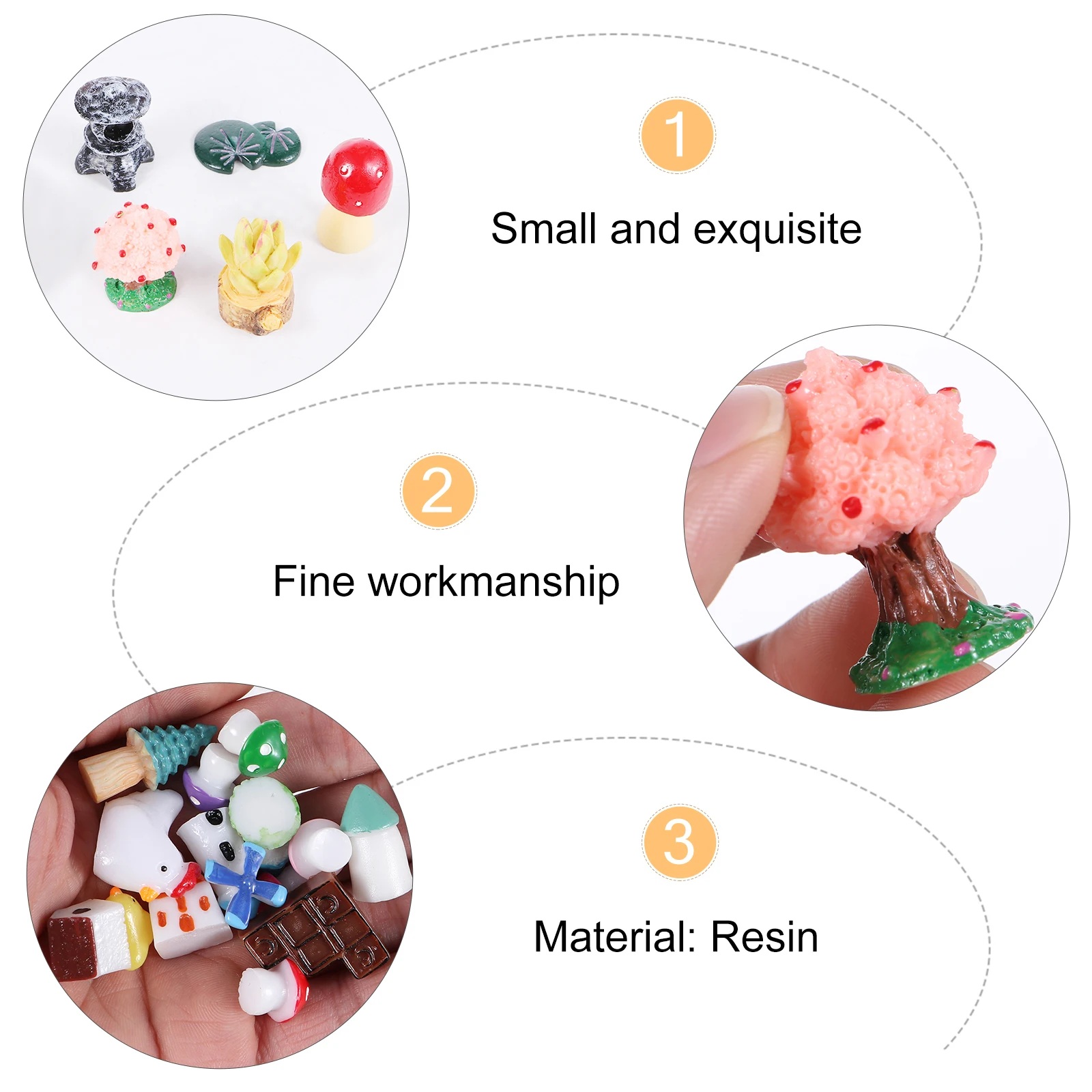 

20pcs Micro Landscape Accessories Resin Ornament Decor Miniature Landscape Diy Accessories Brighten Living Space Durable Resin