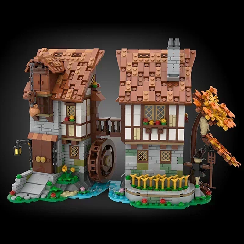 Classics Street View Model Moc Building Bricks Medieval Watermill Technology Modular Blocks Gift  Toy DIY Sets AssemblyChristmas