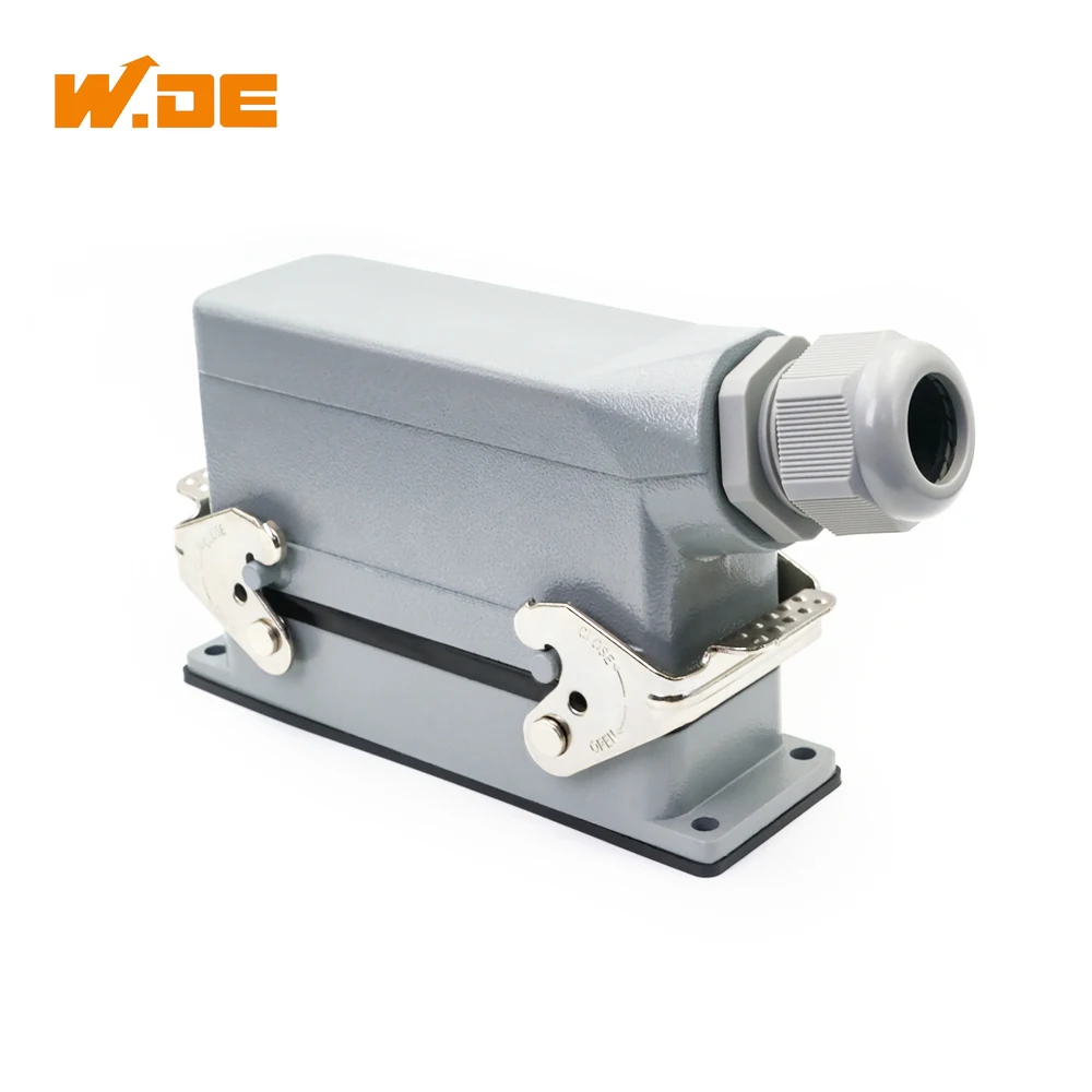 Rectangular Heavy Duty Connector HDC HE 24 Pins 500V 16A Industrial Power Screw Plug Socket, Side/Top Entry HDC-HE-24