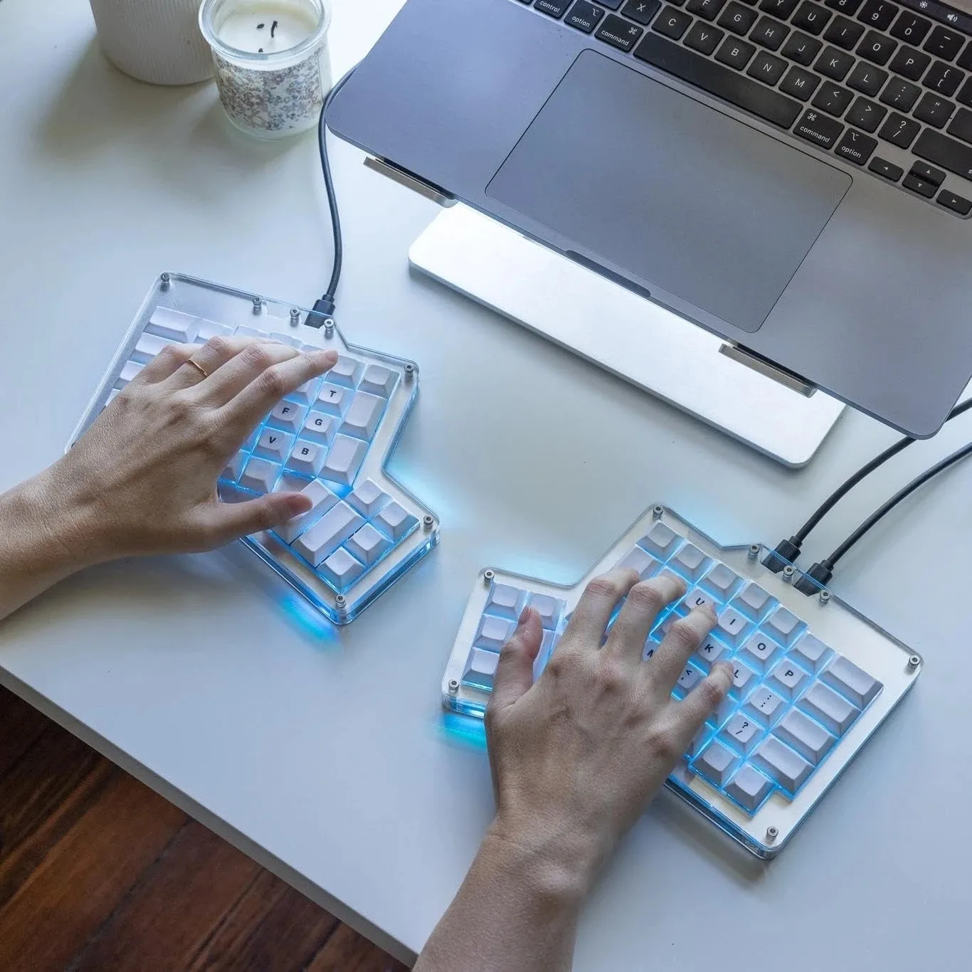 

ErgoDox Split Keyboard Hotswap Ergonomic Mechanical Keyboard Kit Ortholinear Indicator USB-C Acrylic Transparent Case keyboard