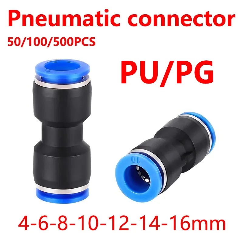 Pu Pneumatic Fittings Plastic Connector PG 4mm 6mm 8mm 10/12/14mm 16mmAir water Hose Tube Push in Straight Gas Quick Connectors