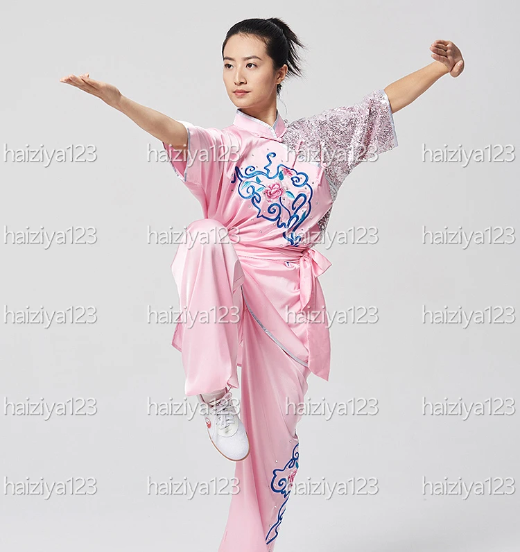 

Embroidered flowers Wushu uniform Kungfu clothes Martial arts suit Taolu outfit Changquan garment for women girl kids adults