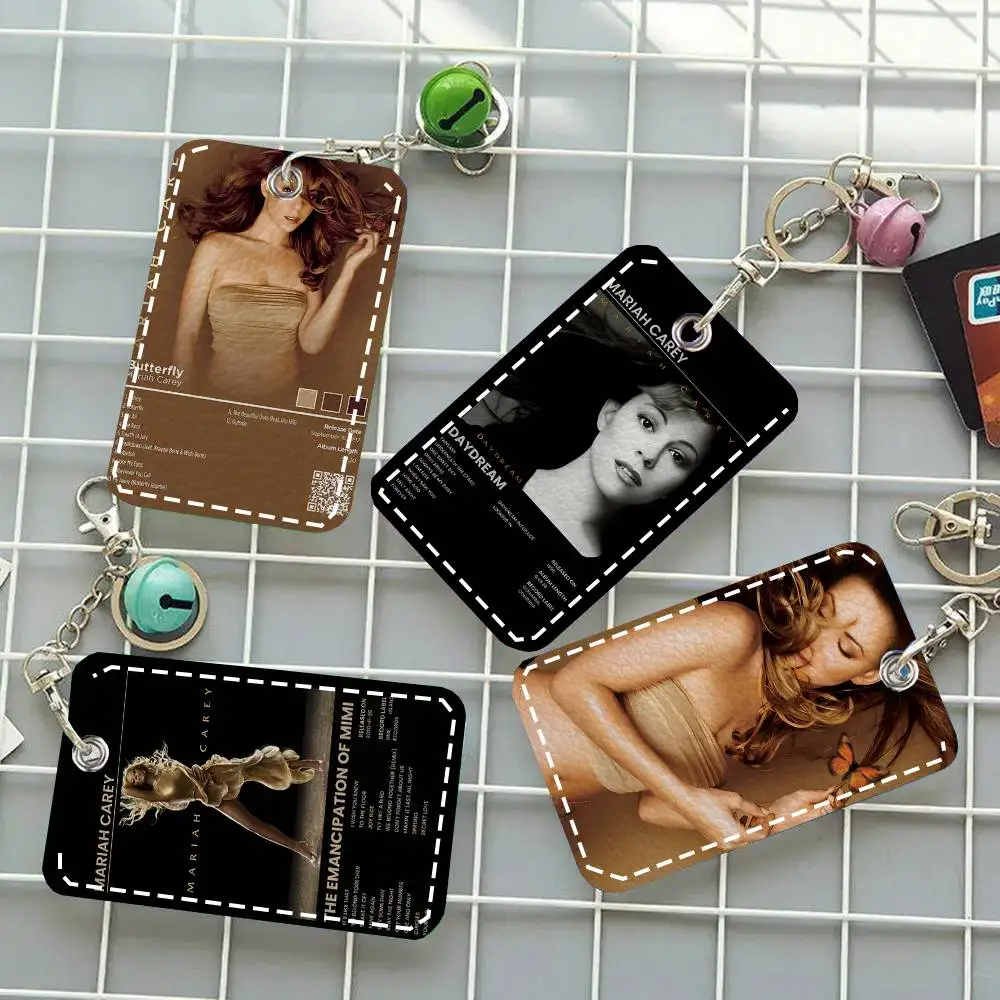 1pc Mariah Carey Butterfly Emancipation Music Album Cover Card Case Keychain Access Card Bag Key Tag Ring Leather Card Holder