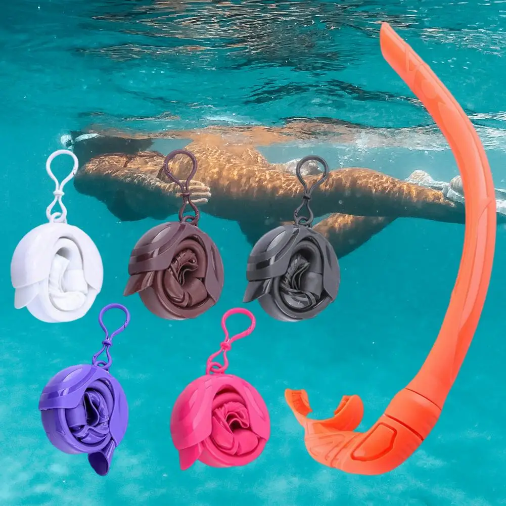 Snorkel Tube High Stability Safe Oxygen Supply With Compact Storage Case Roll Up Diving Wet Breathing Tube For Snorkeling