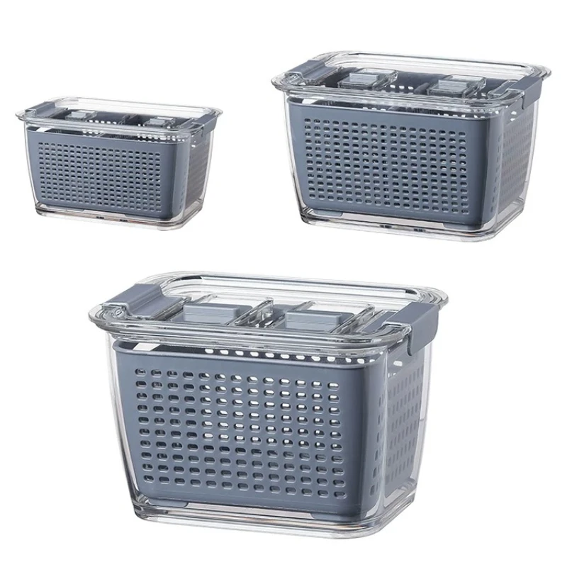 

LMM kitchen drain basket crisper plastic with lid household washing fruit washing vegetables
