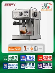 HiBREW 20Bar Semi Automatic Espresso Coffee Machine Temperature Adjustable 58mm Portafilter Cold/Hot Coffee Maker Metal CaseH10A