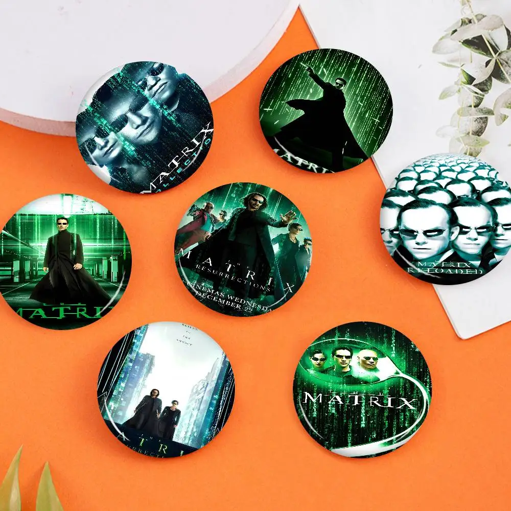 فيلم ماتريكس لينة زر دبوس مشرق مطبوعة أيقونة هدية للأصدقاء شارة طوق بروش التلبيب دبوس معدني #1