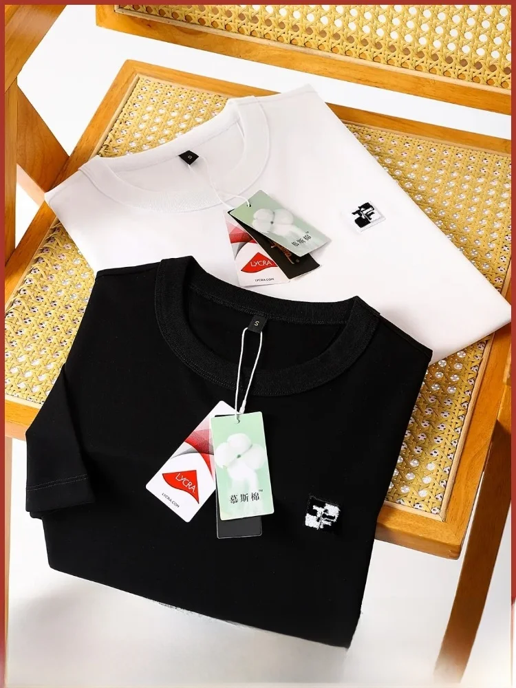 

Premium Feel Liquid Ammonia iny Long Staple Хлопковая круглая футболка Ne ort Sve Мужская цветная летняя новинка Sle