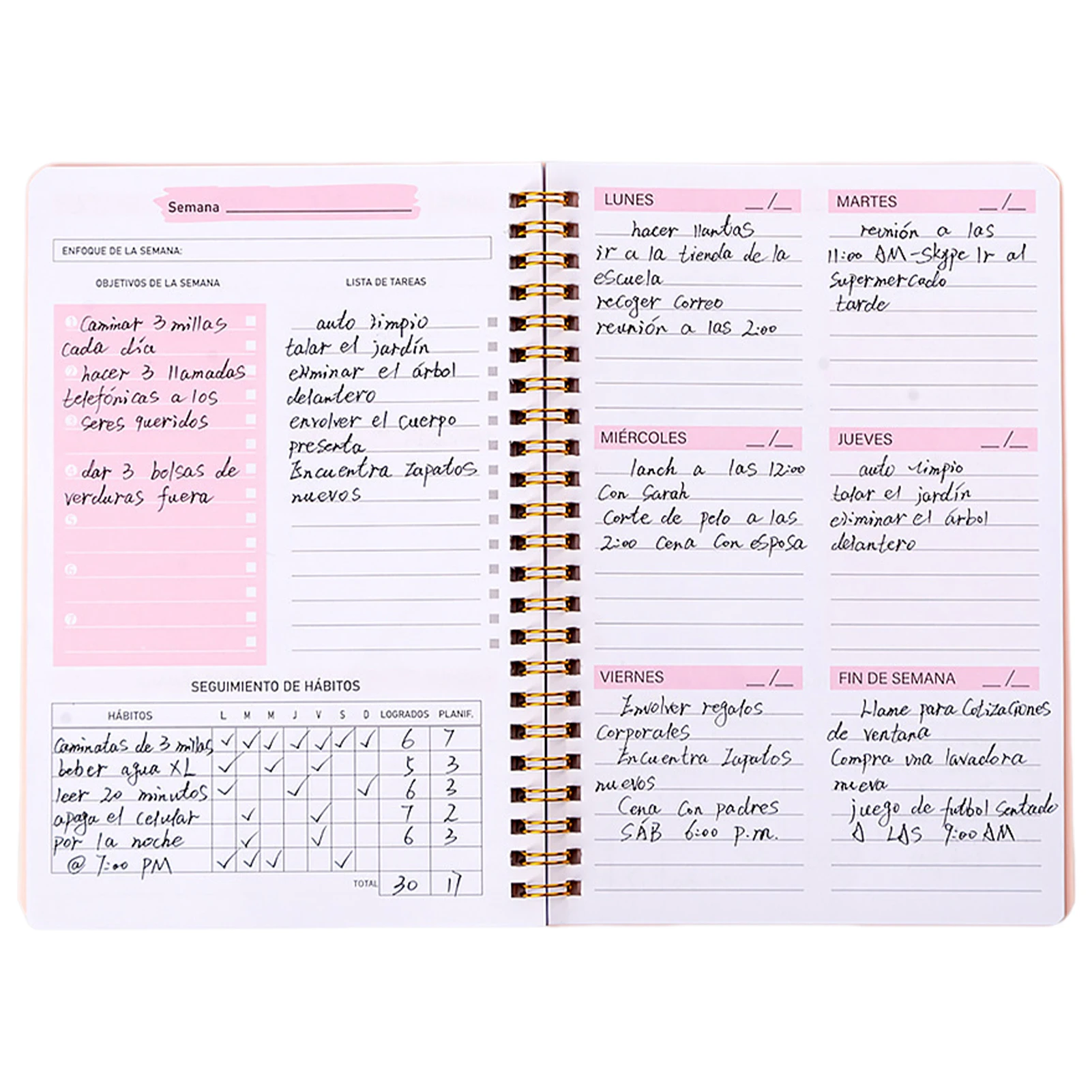 مخطط أسبوعي محمول مع ربط حلزوني للطلاب والمدرسين ، قائمة مهام ، A5 ، 52 أسبوع ، تعقب العادة ، ملاحظات قرطاسية ، كتابة سلسة