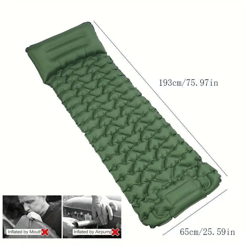 Colchoneta para dormir para acampar, colchón de aire inflable ultraligero mejorado con almohada, colchón de aire, desinflado en un segundo
