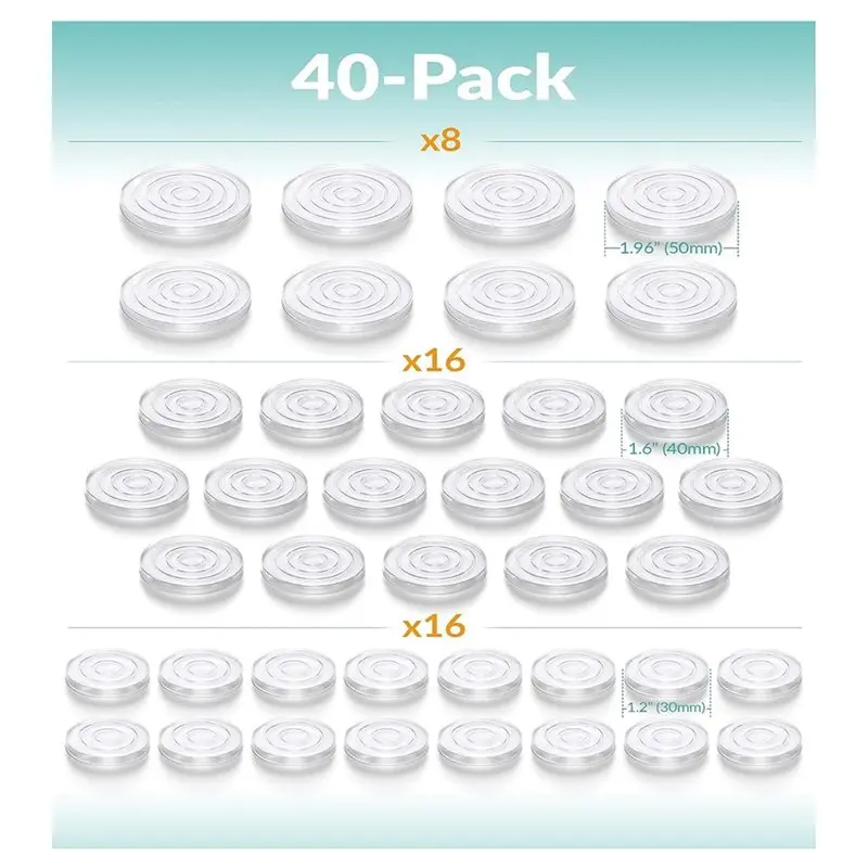 Hot Sale-Self-Adhesive Transparent Anti-Slip Pads 40Pcs Multi Size Non-Slip Mat For Cutting Board Furniture Shock Absorption