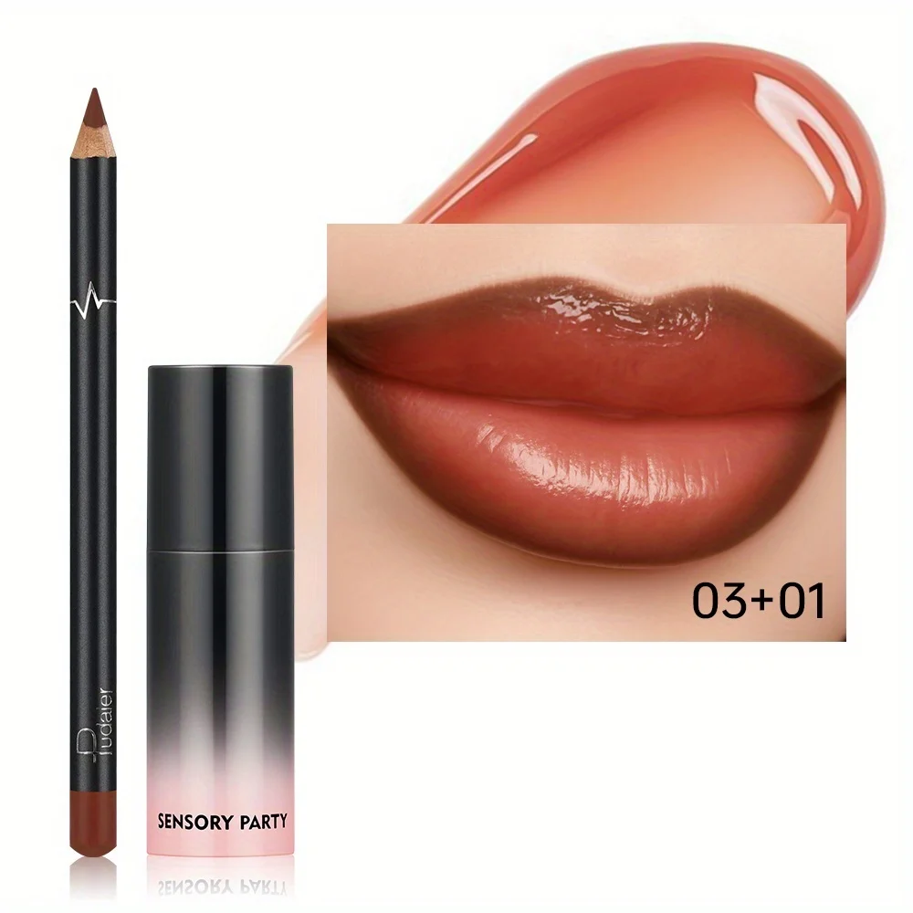 2-teiliges feuchtigkeitsspendendes Lipgloss- und Lipliner-Set in Nude-Farbe – taufrischer Finish-Matt-Lippenstift-Ersatz, langanhaltendes Make-up