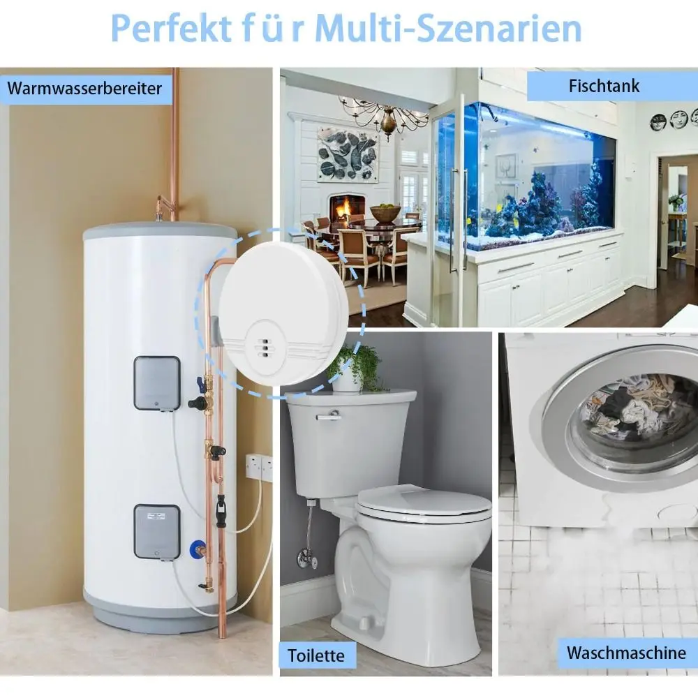 Dual Mode Sensor Water Leak Alarm Ultra Long Standby Sensitive Sensor Water Leakage Alarm Sensor Wall Mount & Floor Contact