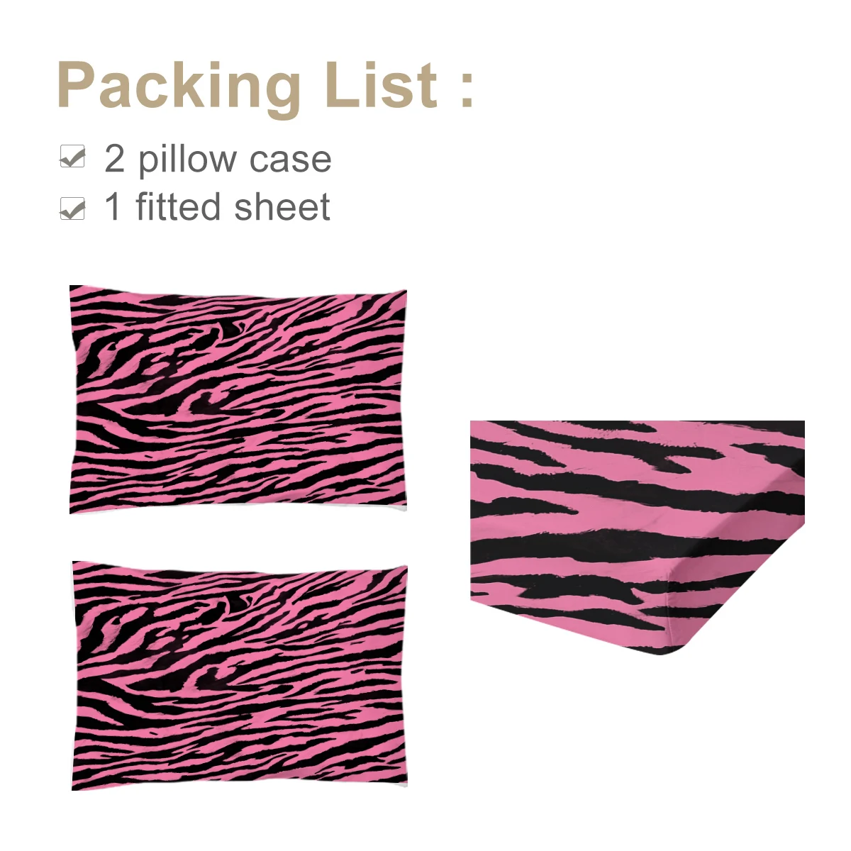 Pink Leopard Print Sheet Set Zebra Skin Ultra Soft 100% Microfiber Breathable Comfortable Bed Sheet Set 3 Pieces