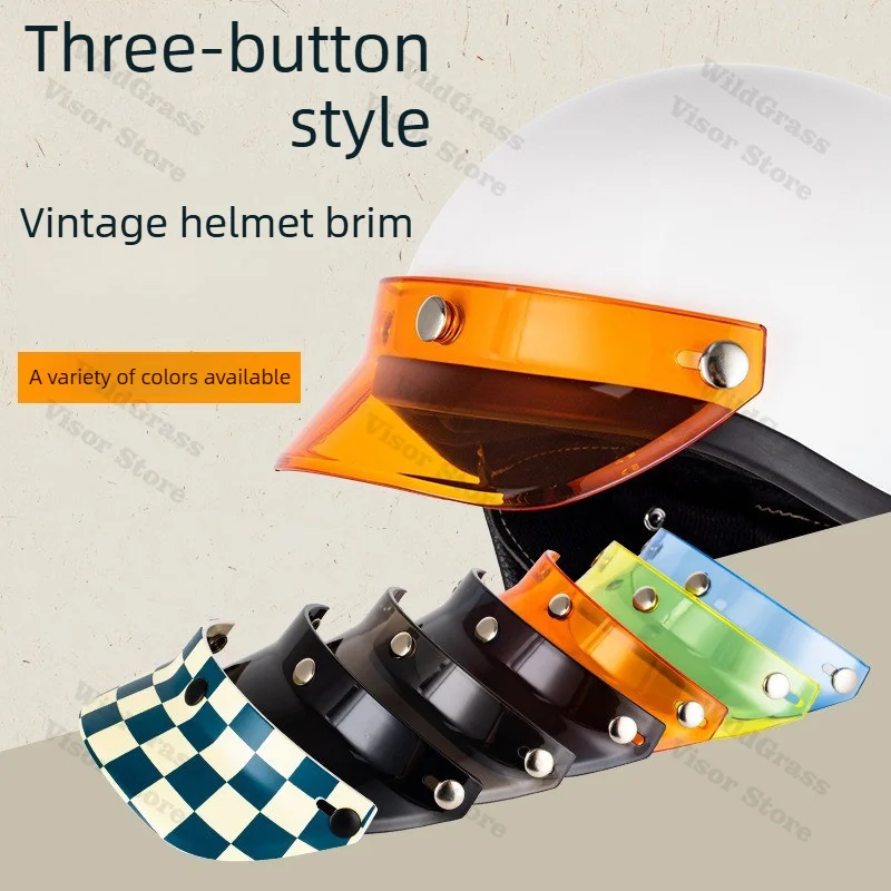 Universal Three Snap Helmet Visor Retro Sun Brim Windshield Parts For Flight Bobber Vintage Half Helmet