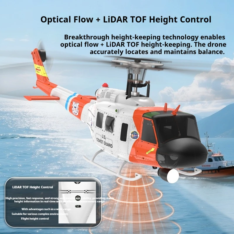 

Yuxiang F07S remote-controlled combat helicopter UH-1 Huey model airplane like real unmanned aerial vehicle GPS automatically