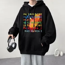 Vintage Rock Band Radiohead Hoodie para homens e mulheres, moletom com capuz Harajuku, streetwear Hip Hop, gótico, arco-íris, moletons extragrandes