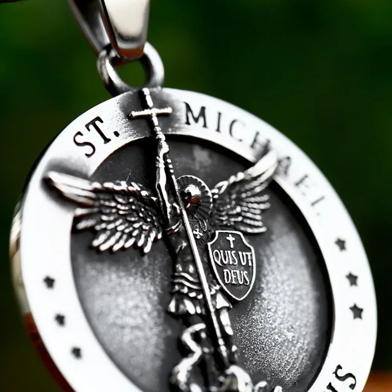 قلادة ميدالية مايكل من الفولاذ المقاوم للصدأ ، الكاثوليكية تحمينا من النمط الديني ، هدية مجوهرات عتيقة ، موضة جديدة ، #2