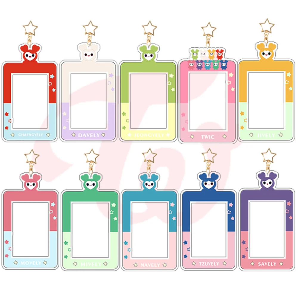 KPOP TW Photo Frame Keyring Pendant Cartoon Animal Card Storage Card Holder Keychain Bag Accessories SANA MINA DaHyun Fans Gift