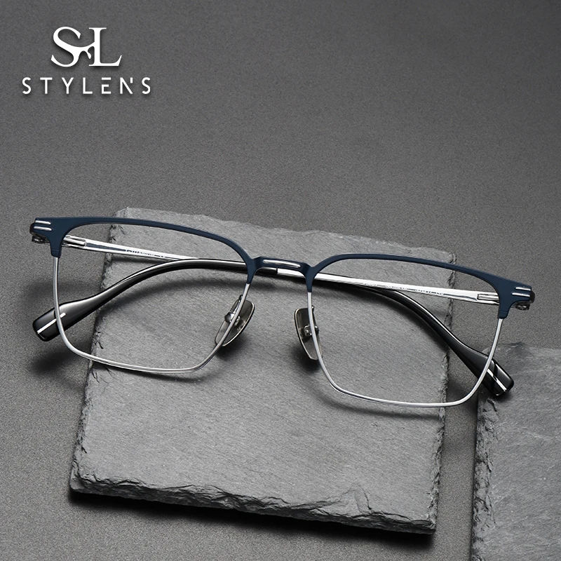 

STYLEN Classic Light Luxury Pure Titanium Glasses Men Women Fashion Reading Glasses Optical Prescription Customized Glasses70801