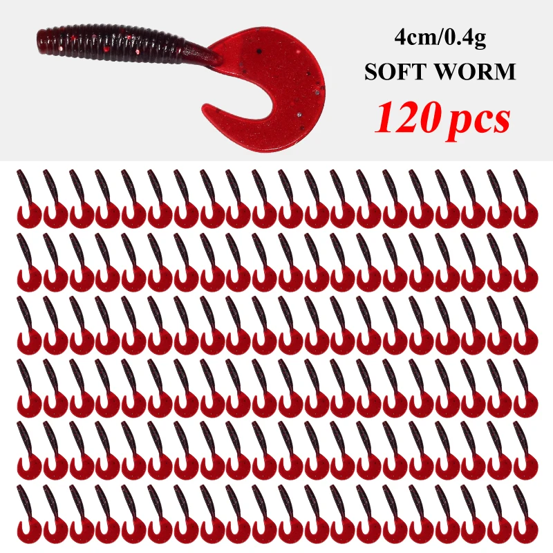 120 Stücke Neue Weiche Köder 4cm 0,4g Angelköder Kunststoff Silikon Wurm Moggot Grub Köder Salzwasser Wobbler Karpfen Swimbait für Hecht Werkzeug