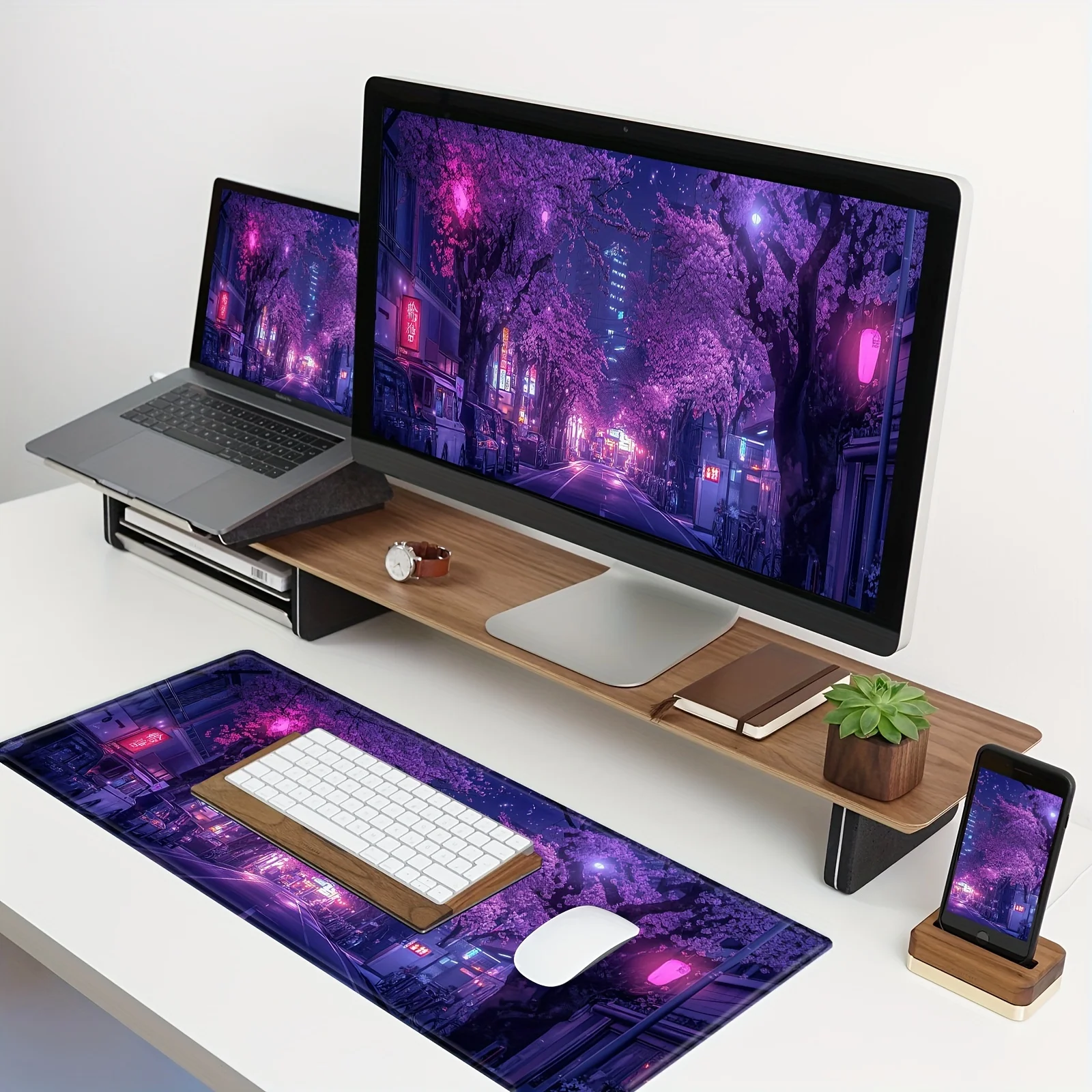 لوحة الماوس اليابانية الشارع الأرجواني ساكورا ملحقات مكتب العمل وسادة مكتب حامي الماوس غرفة الألعاب الديكور غمبد