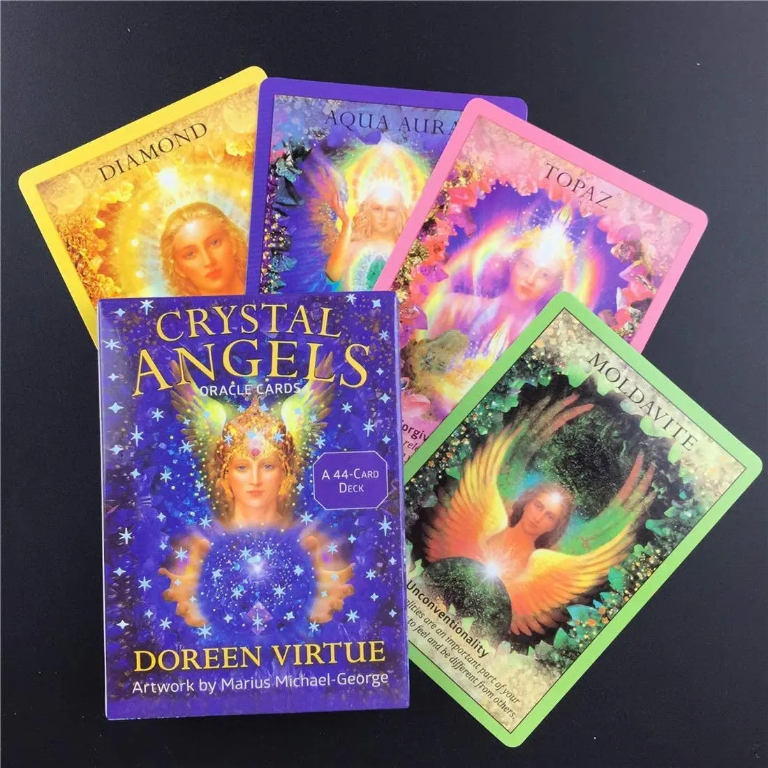 10.4*7.3cm 44 Cards Crystal Angel Oracle Tarot Cards Card Games Family Board Game Divination Oracle Tarot Cards for Beginners