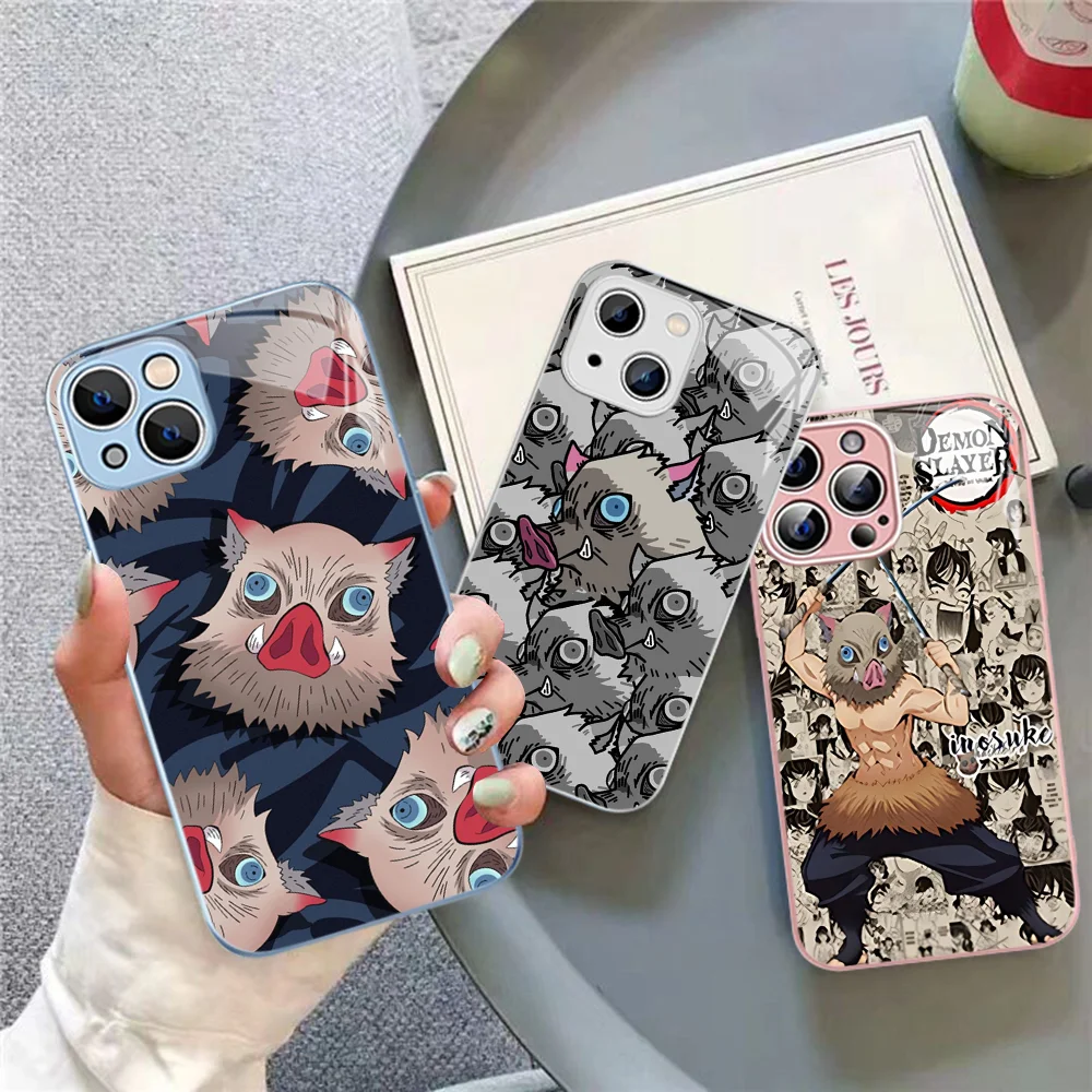 

Hashibira Inosuke Demon Slayer Phone Case Tempered Glass For iphone 14 13 12 11 Pro Mini XS MAX 14Plus X XS XR Cover