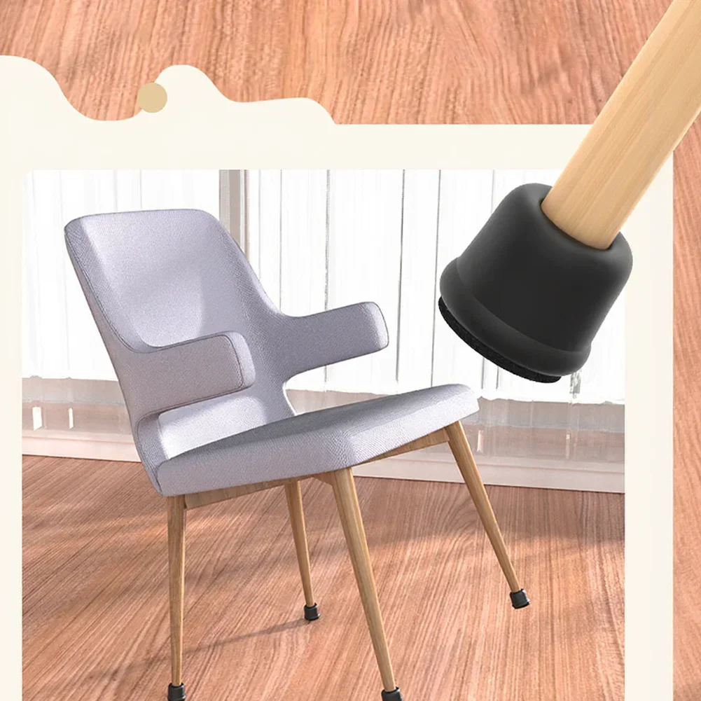 24 Silicone Chair Leg Cap With Felt -Pillow – Noise Reduction & Scratch Furniture Pads Sliders Wrapped Felt Bottom