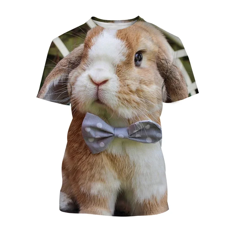 Fashion 3d Print Rabbit T Shirt For Men Cute Animal Pattern Short Sleeves Tees Tops Street Cool Summer T-shirt Kids Male Clothes