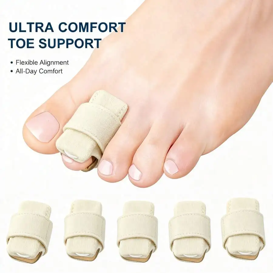 5-Piece Set Of Adjustable Hammer Toe Correctors, Medium Size, Unisex, Used To Correct Curled, Bent, Crooked, And Broken Toe Bones, And To Relieve Toe Bone Pain