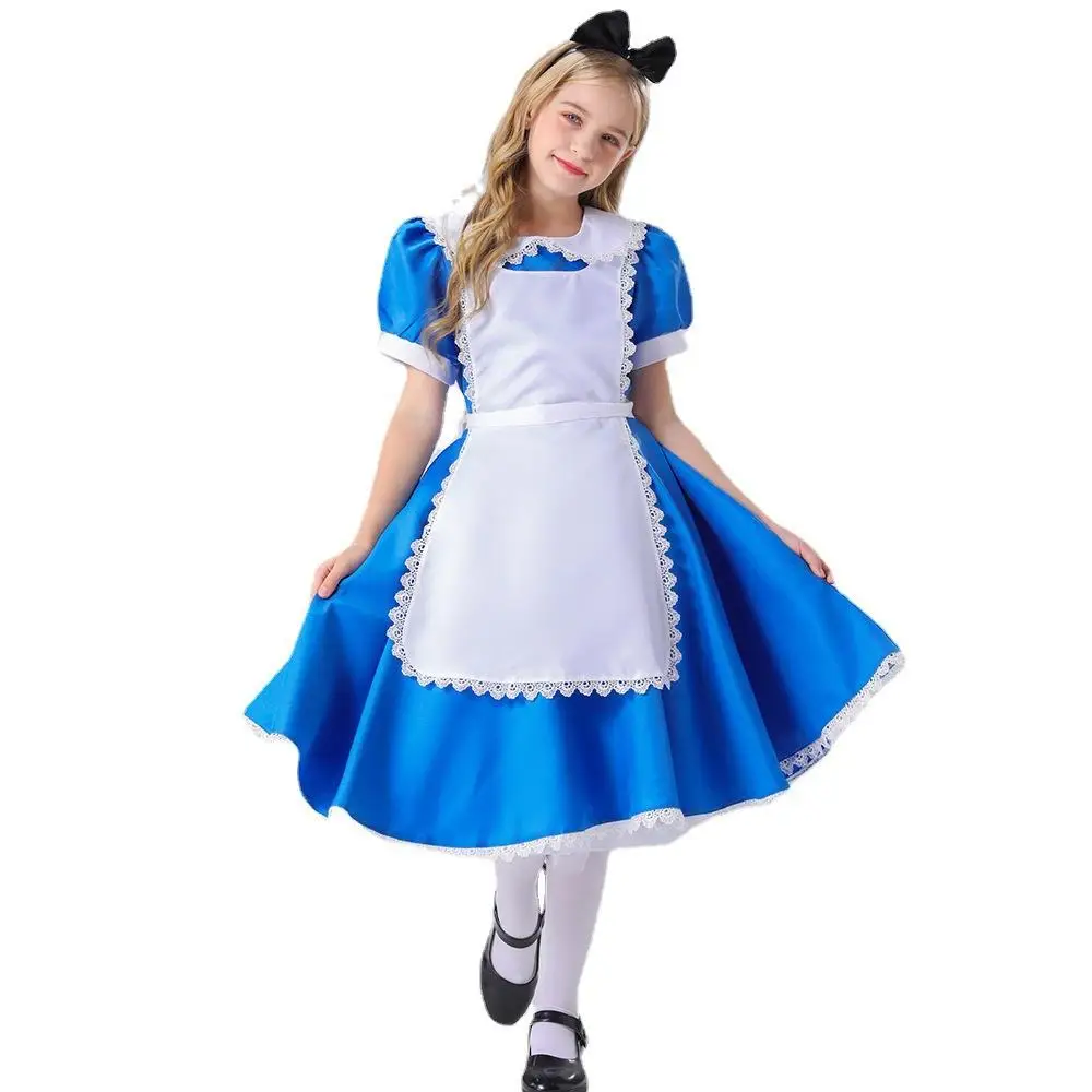Disfraz de loween de Alicia, orme de Sirvienta de Anime, Falda de Princesa Azul y Blanca, Ropa Tradicional China para ...