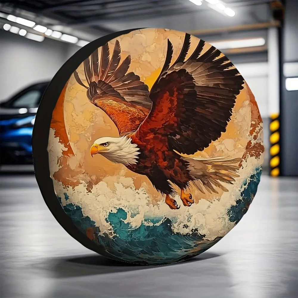 Eagle Wave Design Spare Tire Cover Protective Bag Durable Polyester Outdoor Vehicle Storage