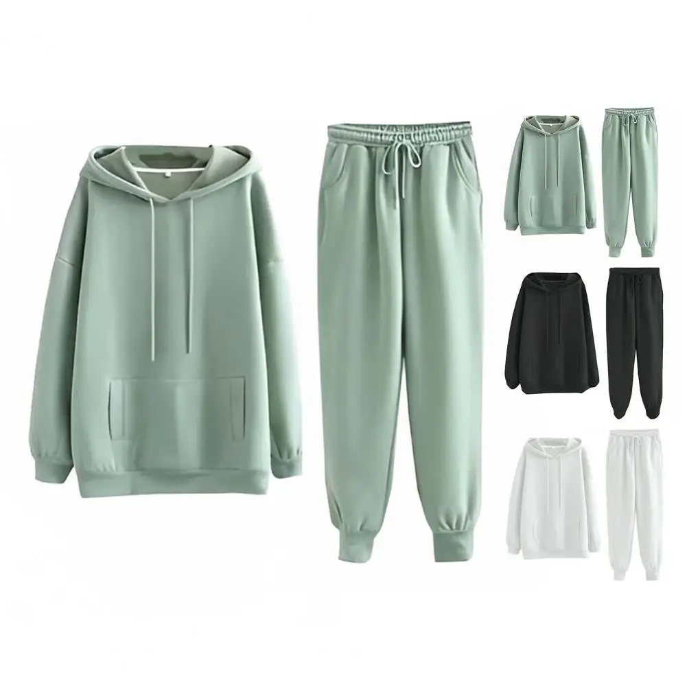 

Fall Hoodie Pants Set Women's Cozy Hoodie Pants Set with Drawstring Waist Pockets for Sports Casual Wear Soft Warm for Comfort