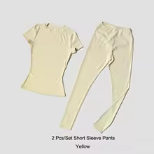 Workout Leggings Breathable Quick Dry Fitness Set for Women - SP Yellow