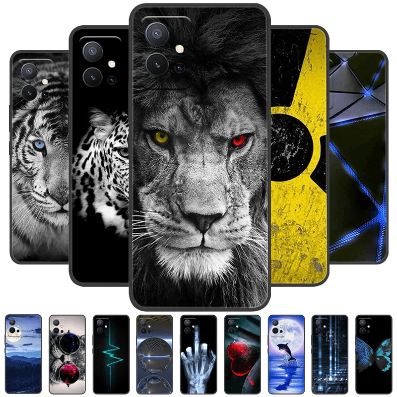 For Vivo Y75 5G Case V2142 Shockproof Silicone TPU Phone Cover For VIVO Y75 4G Coque Y75s Matte Black Geometric Design Fundas