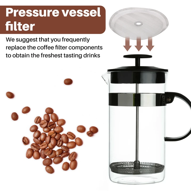 فلتر لصانعة القهوة 34 أونصة، 8 أكواب ماكينات صنع القهوة الفرنسية وآلات الشاي 4 بوصة ستانلس