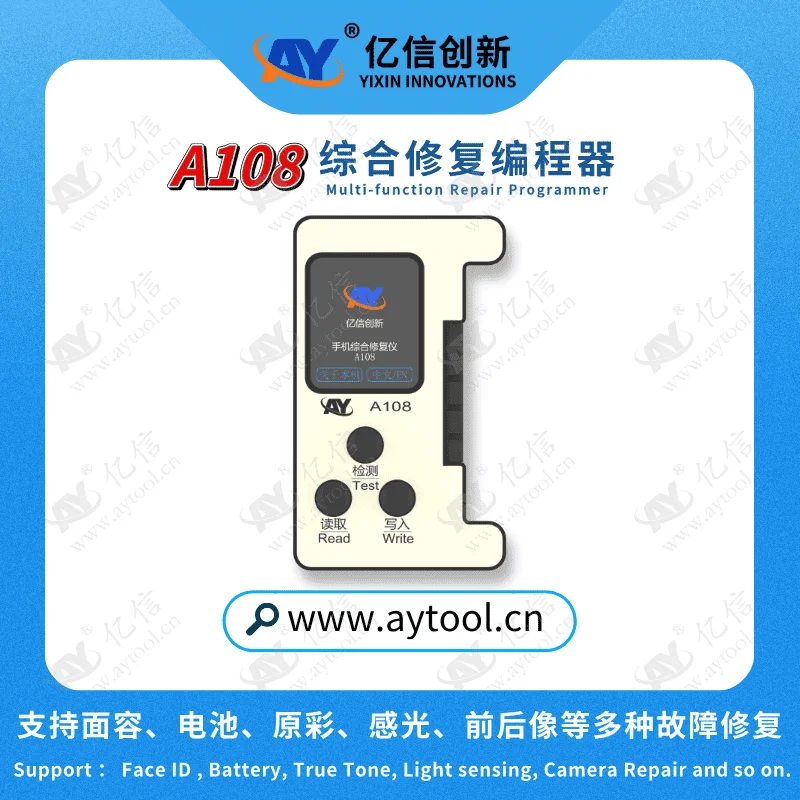 AY A108 Multi-function Repair Programmer For iPhone X-15 Pro Max Face ID True Tone Auto Brightness Fix Battery Data Modify Tools