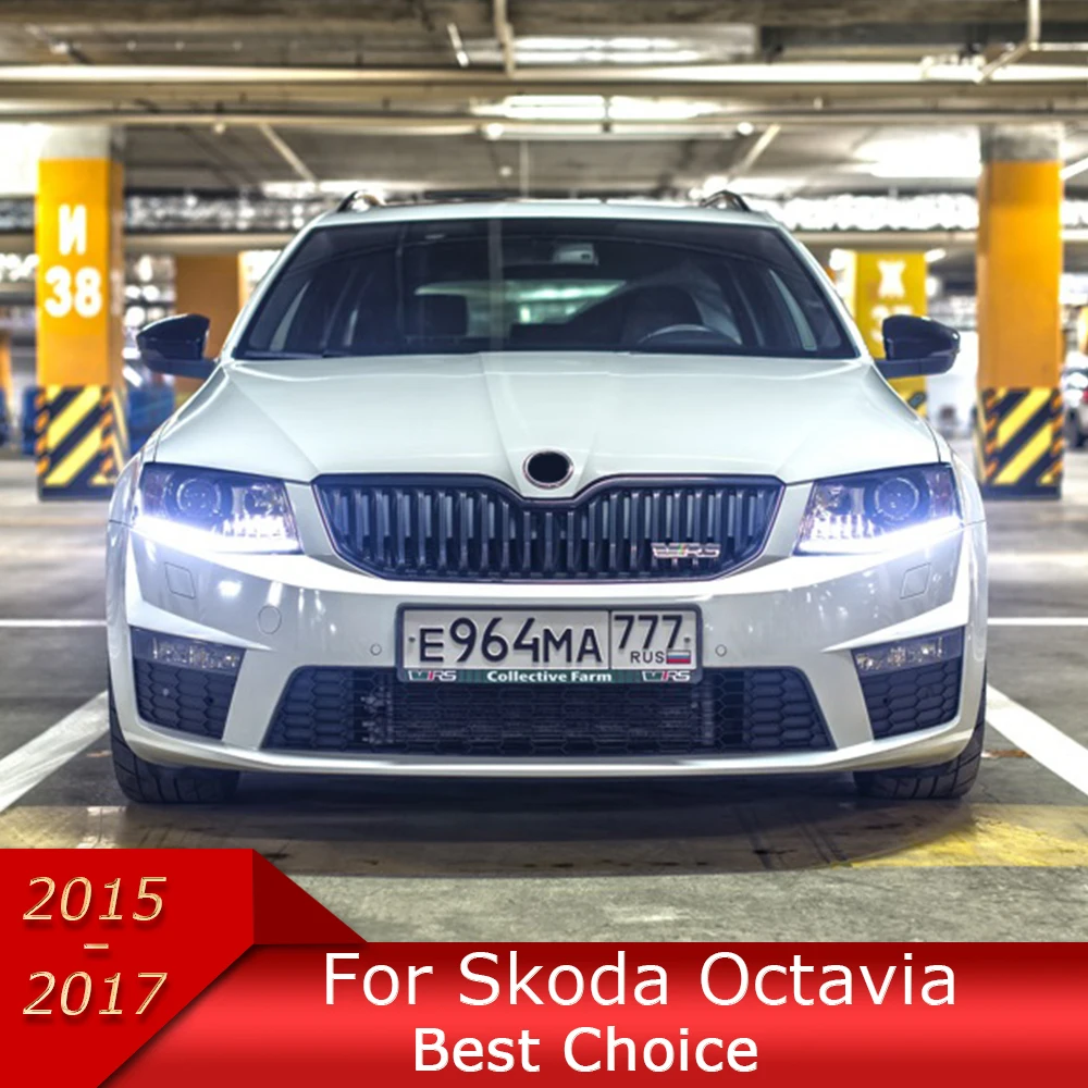 

Car Lights for Skoda Octavia 2015-2017 LED Auto Headlight Assembly Upgrade High Configure Design Bifocal Lens Tool Accessories