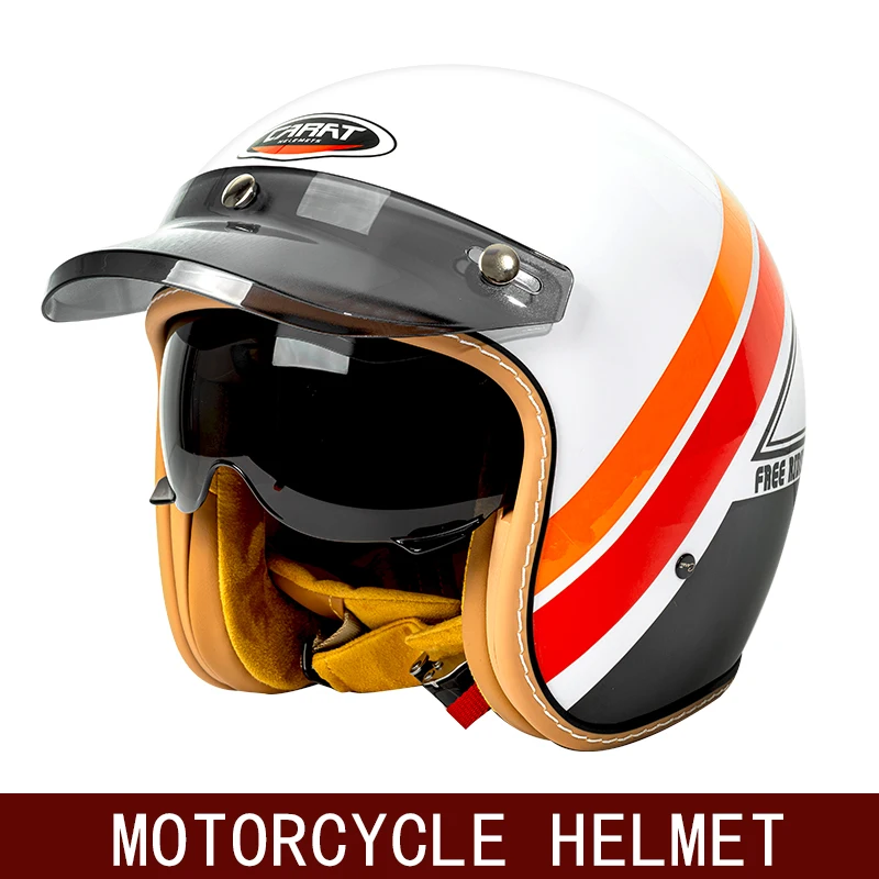 New retro half helmet motorcycle helmet winter three-quarters men's cruise American retro helmet three-quarters image 3