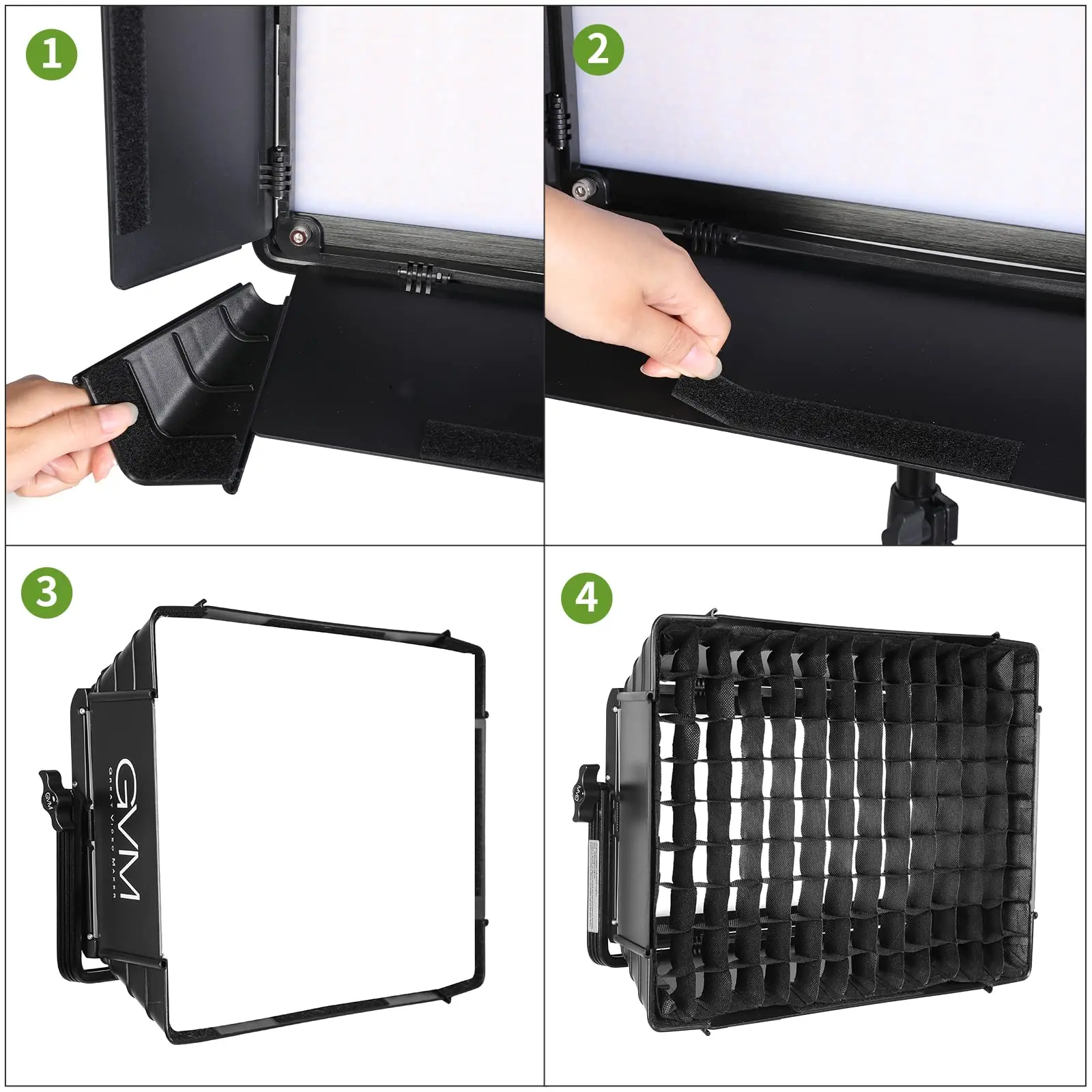 GVM Foldable Softbox Diffuser with Grid Beehive for RGB 1300D/1500D Series LED Video Light Panel Lighting Portrait Photography